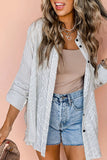 Striped Collared Neck Long Sleeve Shirt