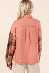 Mittoshop Button Down Contrast Plaid Patchwork Shacket