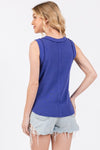 Ces Femme Stitch Detail Half Button Ribbed Tank