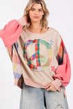 SAGE + FIG Full Size Contrast Peace Patch Dropped Shoulder Sweatshirt