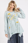 Mittoshop Flower Graphic Print and Patch Oversized Sweatshirt