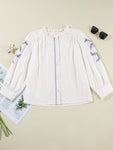 Frill Floral Embroidered Sleeve Shirt