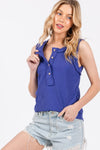 Ces Femme Stitch Detail Half Button Ribbed Tank