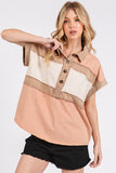 Mittoshop Mineral Washed Half Button Polo Top