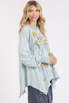 Mittoshop Flower Graphic Print and Patch Oversized Sweatshirt