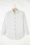 Striped Collared Neck Long Sleeve Shirt