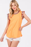 Ces Femme Contrast Striped Sleeveless Round Neck Top