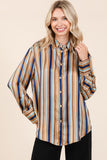 Mittoshop Striped Button Down Satin Shirt