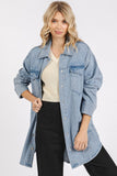 Mittoshop Light Wash Patch Pocket Longline Denim Jacket