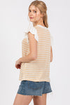 Ces Femme Contrast Ruffled Sleeve Blouse