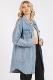 Mittoshop Light Wash Patch Pocket Longline Denim Jacket