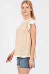 Ces Femme Contrast Ruffled Sleeve Blouse