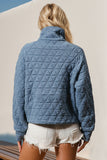 Double Take Half Zip Long Sleeve Quilted Sweatshirt with Pocket