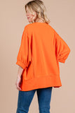 Ces Femme Side Slit Drop Shoulder Puff Sleeve Sweatshirt