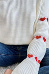 Heart Round Neck Long Sleeve Sweater