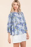 Mittoshop Flower Print Batwing Sleeve Button Down Blouse