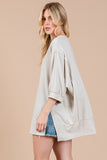 Ces Femme Side Slit Drop Shoulder Puff Sleeve Sweatshirt