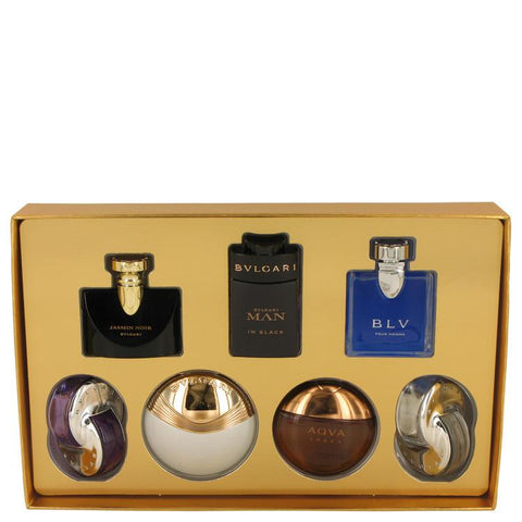 Gift Set -- Seven piece Iconic Miniature Collection All .17 oz Travel Mini's (Omnia Amethyste, Jasmin Noir EDP, Aqua Divina, Man In Black EDP, Aqua Amara, BLV Men, Omnia Crystalline)